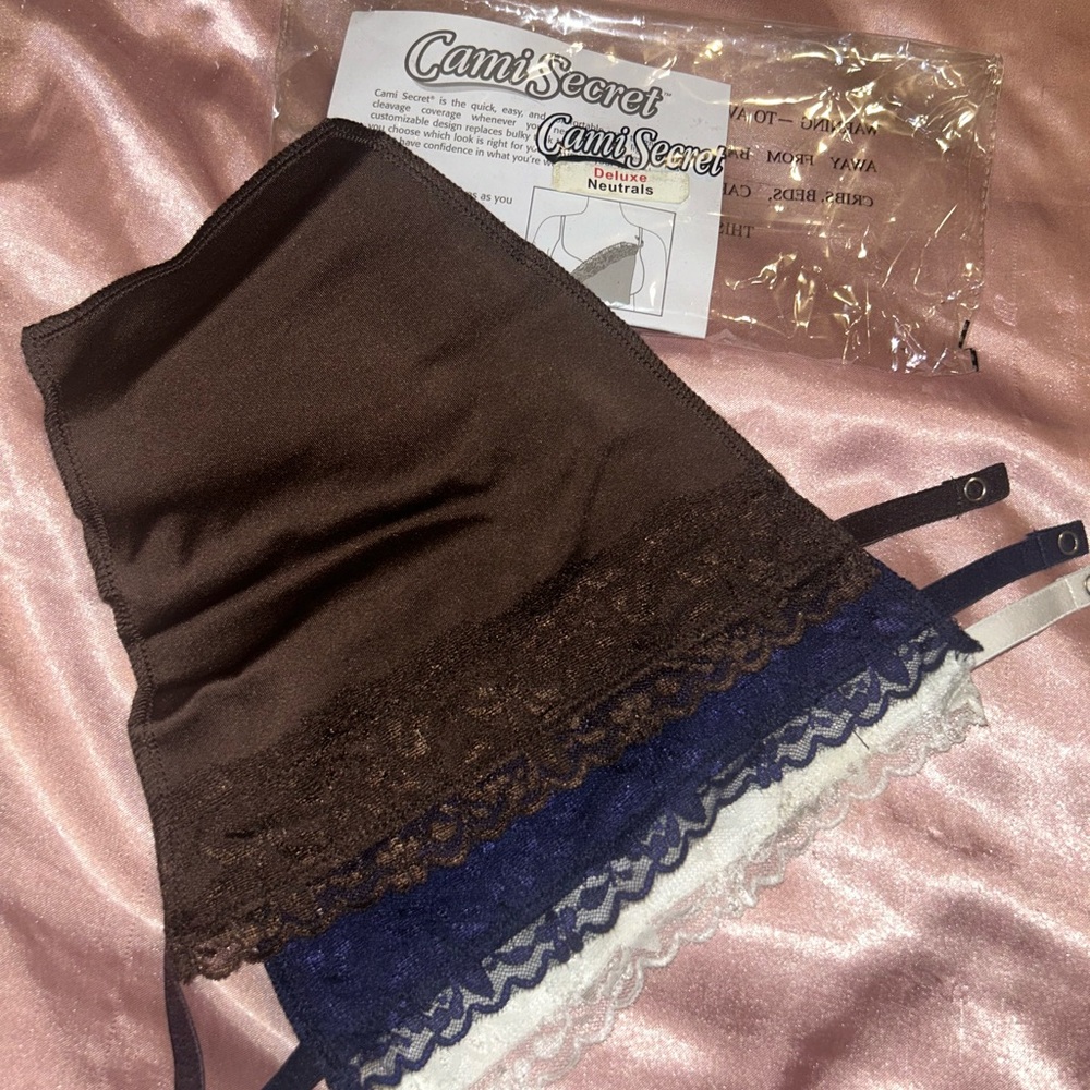 3 piece Cami Secret clip on mock lace bra insert